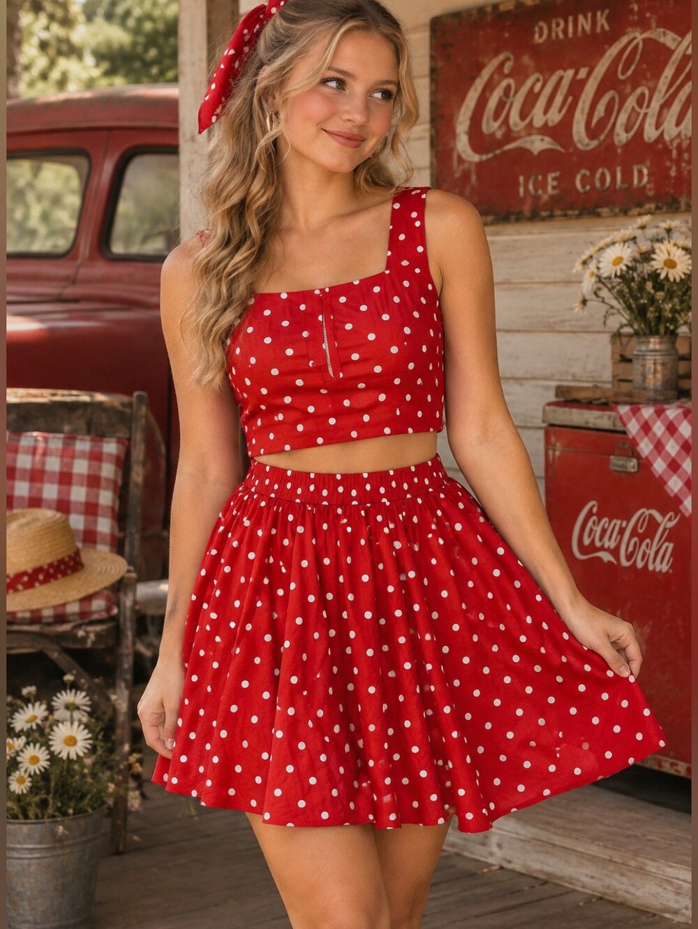 NEW BaileyBlue 2-Piece Red Polka Dot Outfit Set XL